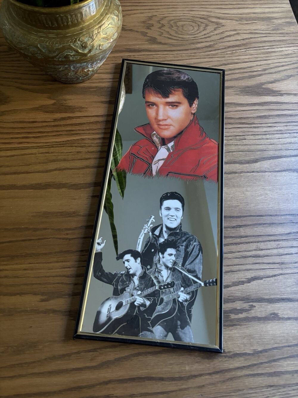 Rare Vintage 50th Birthday Elvis Presley Mirror Art Wall Hanging Elvis 20x8"